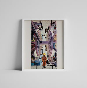 2001 A Space Odyssey Space Station Interior Italian Oversized Illustrated Film Movie Still, Bob McCall