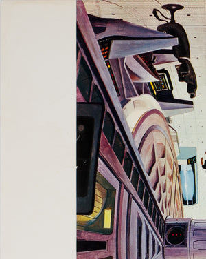 2001 A Space Odyssey Space Station Interior Italian Oversized Illustrated Film Movie Still, Bob McCall - detail