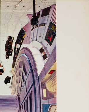 2001 A Space Odyssey Space Station Interior Italian Oversized Illustrated Film Movie Still, Bob McCall - detail