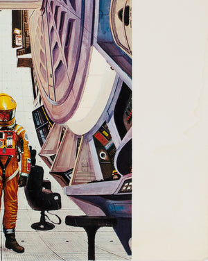 2001 A Space Odyssey Space Station Interior Italian Oversized Illustrated Film Movie Still, Bob McCall - detail