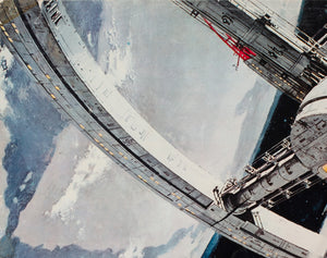 2001 A Space Odyssey Space Station Italian Oversized Illustrated Still, Bob McCall - detail