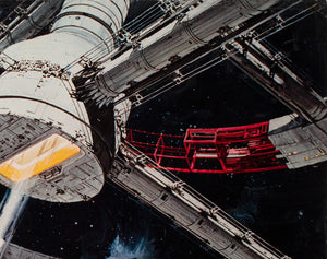 2001 A Space Odyssey Space Station Italian Oversized Illustrated Still, Bob McCall - detail