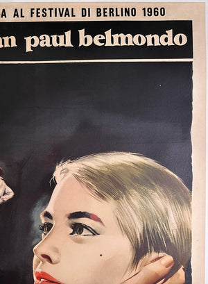 A Bout De Souffle 1960 Italian 2 Foglio Film Movie Poster, Sandro Symeoni - detail