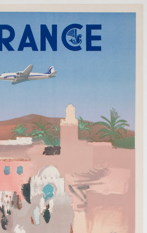 Air France Afrique Du Nord  1950 Travel Airline Advertising Poster, Jean Even - detail