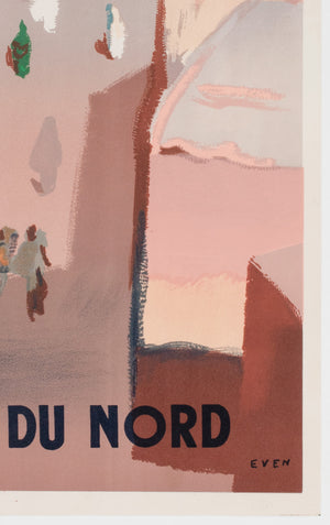 Air France Afrique Du Nord  1950 Travel Airline Advertising Poster, Jean Even - detail