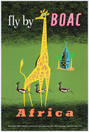 BOAC Africa 1956 Travel Advertising  Poster, Maurice Laban