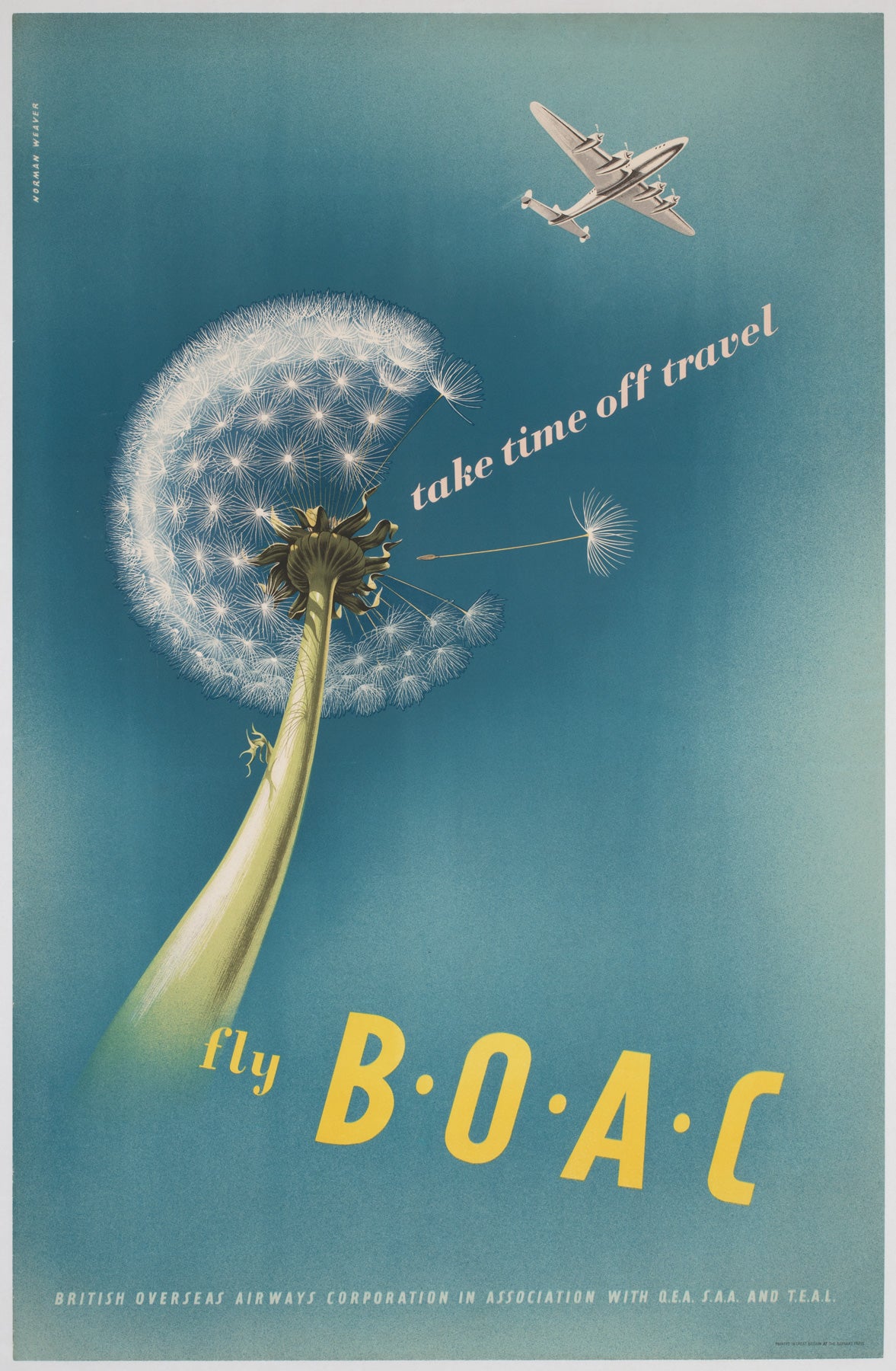 BOAC c1950s Travel Airline Poster, Norman Weaver