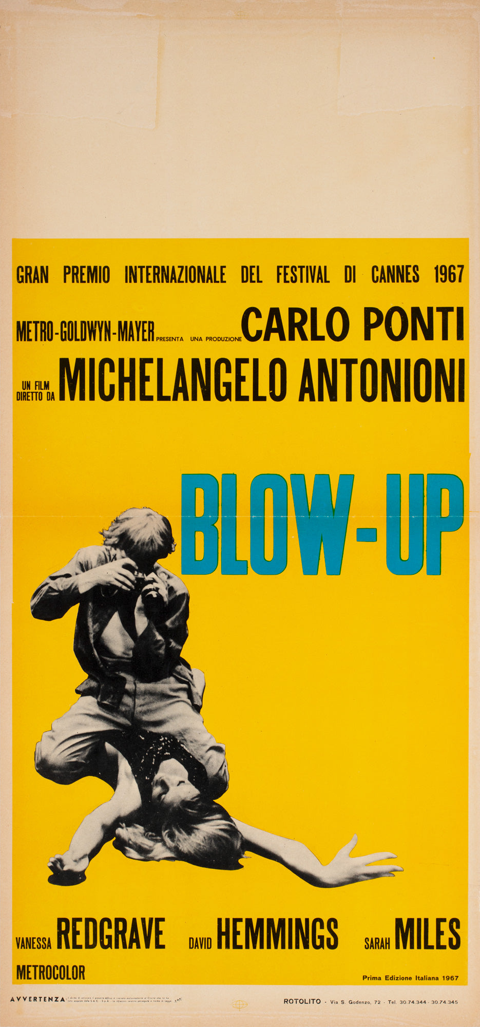 Blow-up 1967 Italian Locandina Yellow Style Film Movie Poster