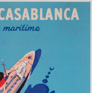 Bordeaux Casablanca 1951 Cie Gle Transatlantique Travel Advertising Poster, Edouard Collin - detail