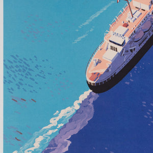 Bordeaux Casablanca 1951 Cie Gle Transatlantique Travel Advertising Poster, Edouard Collin - detail