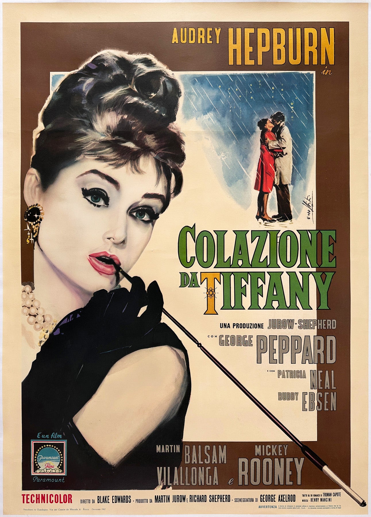 Breakfast at Tiffanys 1962 Italian 2 Foglio Film Poster Enzo Nistri