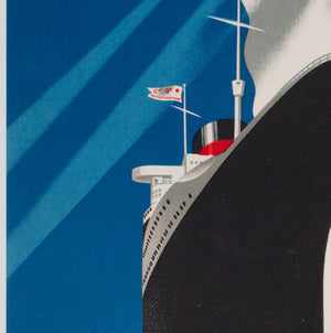 Cie Gle Transatlantique 1950s French Line Travel Poster, Paul Colin - detail