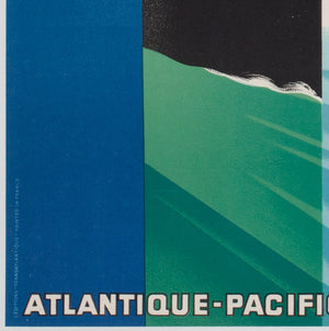 Cie Gle Transatlantique 1950s French Line Travel Poster, Paul Colin - detail