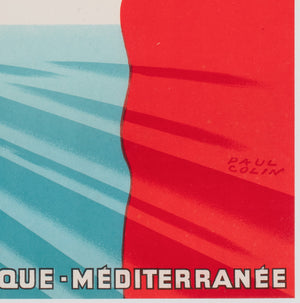 Cie Gle Transatlantique 1950s French Line Travel Poster, Paul Colin - detail