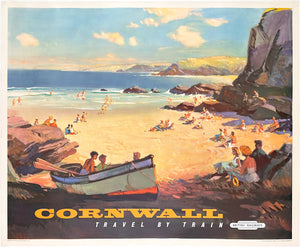 Cornwall 1960 British Railways Quad Royal Travel Advertising Poster, Leslie Wilcox