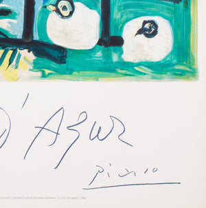 Cote D'Azur 1962 French Travel Advertising Poster, Pablo Picasso - detail