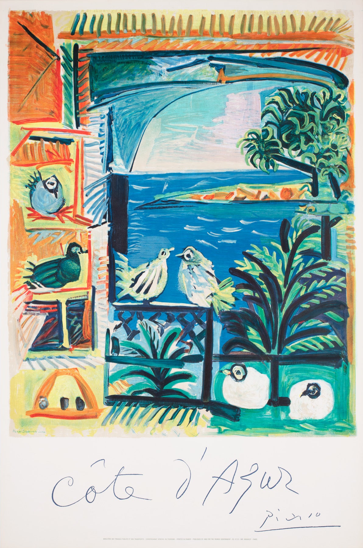 Cote D'Azur 1962 French Travel Advertising Poster, Pablo Picasso