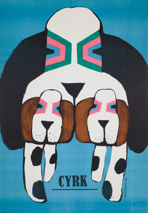 Cyrk Three Basset Hounds R1970s Polish B1 Circus Poster, oman Cieslewicz