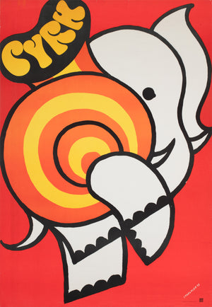 Cyrk Elephant 1975 Polish Circus Poster, Jerzy Treutler