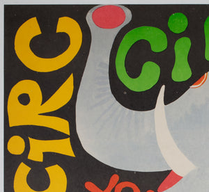 Cyrk Elephant Trainer 1979 Romanian Circus Poster, Dan Cioca - detail