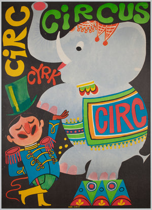 Cyrk Elephant Trainer 1979 Romanian Circus Poster, Dan Cioca