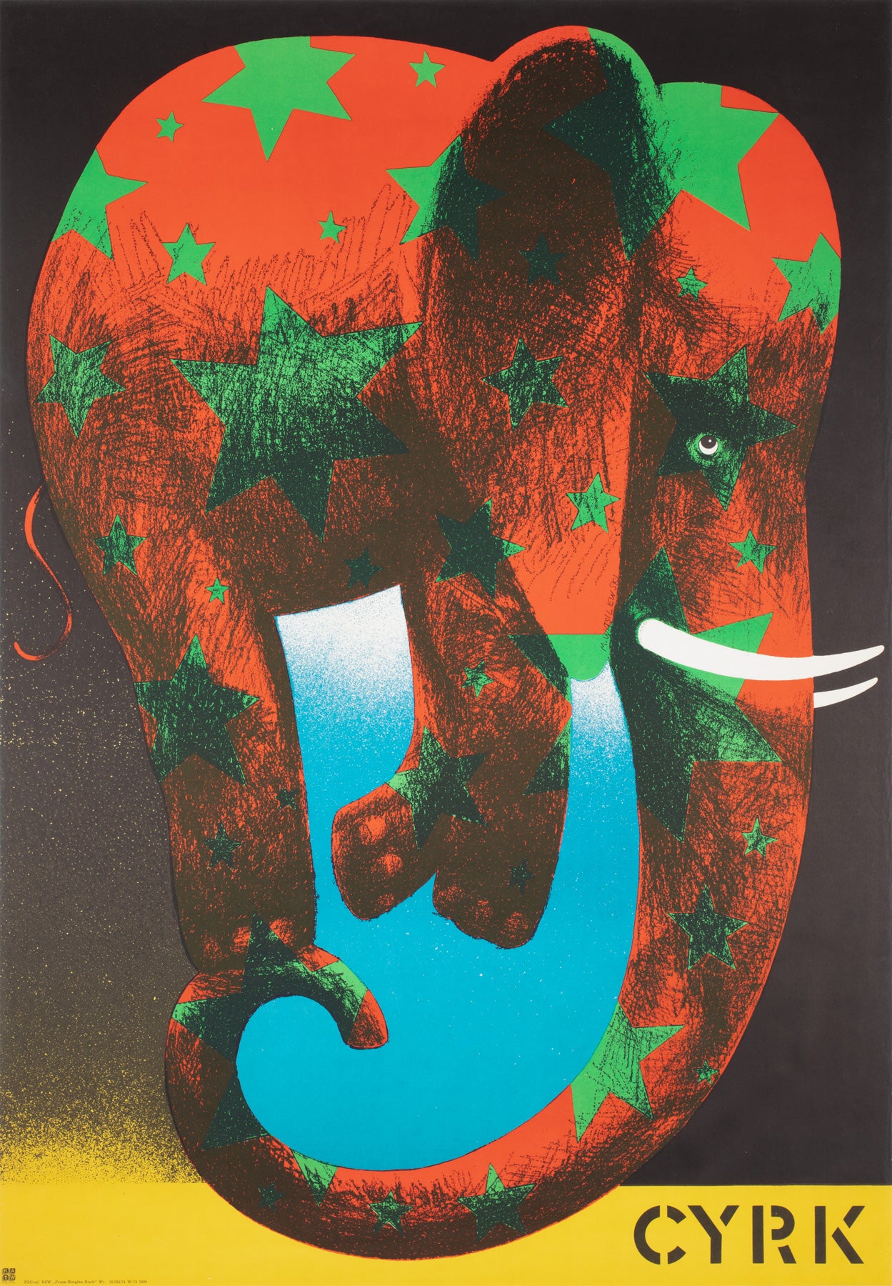 Cyrk Star Elephant 1974 Polish Circus Poster, Mieczyslaw Wasilewski