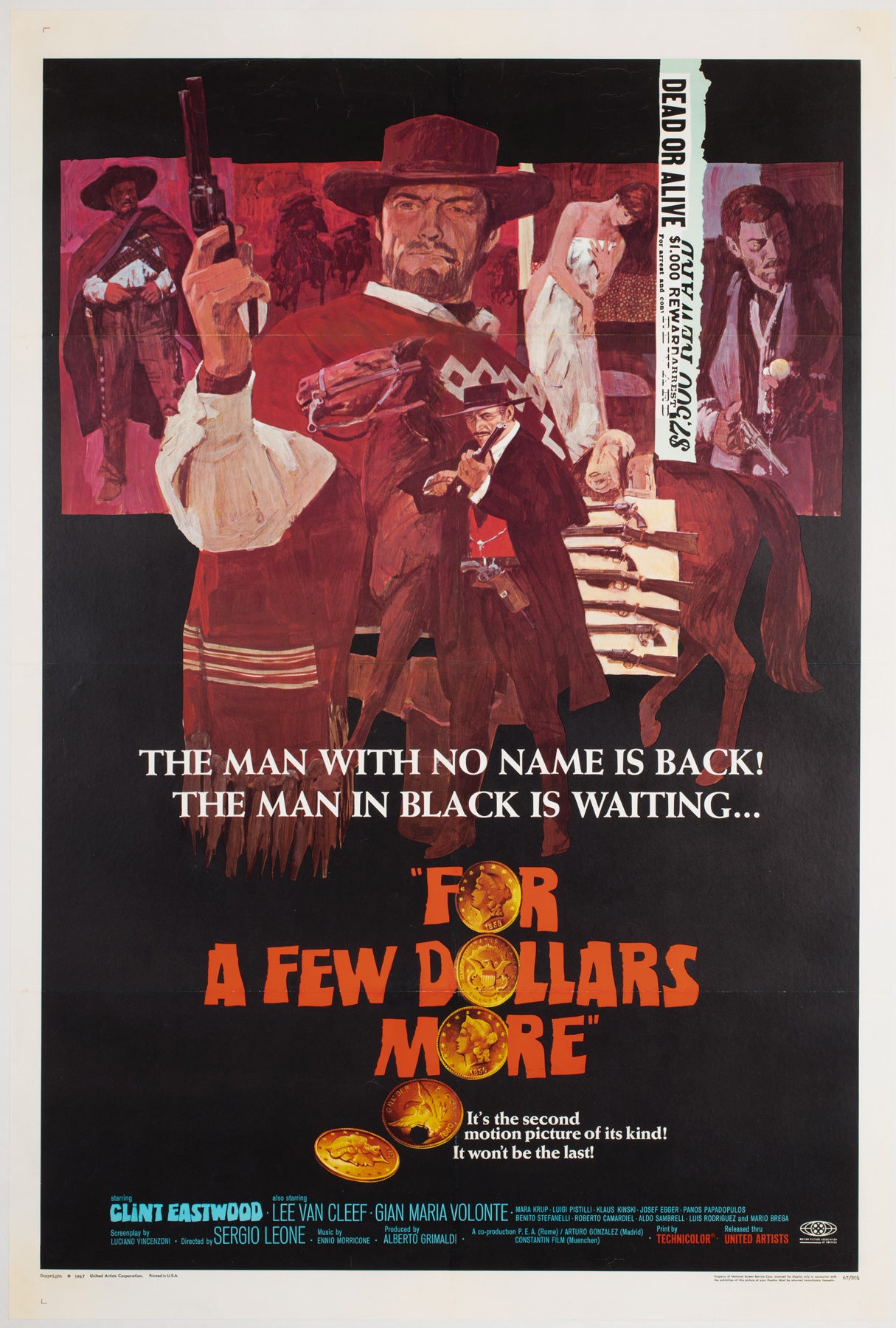 For a Few Dollars More 1966 US 1 Sheet Film Movie Poster