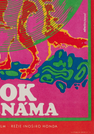 Godzilla vs Monster Zero 1971 Czech A3 Film Movie Poster, Miroslav Nemecek - detail