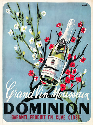 Grand Vin Mousseux Dominion 1950s French Alcohol Advertising Poster, Ober