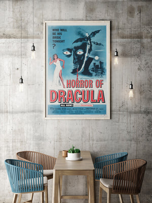 Horror of Dracula 1958 US 1 Sheet Blue Style Film Movie Poster, Joseph Smith Hammer Horror