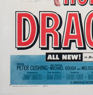 Horror of Dracula 1958 US 1 Sheet Blue Style Film Movie Poster, Joseph Smith Hammer Horror - detail