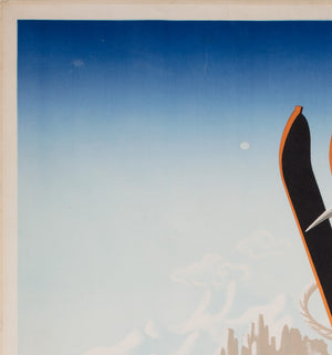 Italia 1935 Italian Sports Ski Travel Advertising Poster, Cassandre - detail