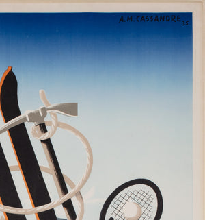 Italia 1935 Italian Sports Ski Travel Advertising Poster, Cassandre - detail