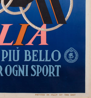 Italia 1935 Italian Sports Ski Travel Advertising Poster, Cassandre - detail