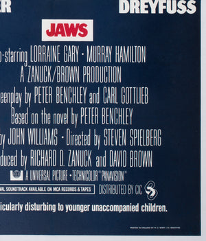 Jaws 1975 UK Quad Film Movie Poster, Roger Kastel - detail