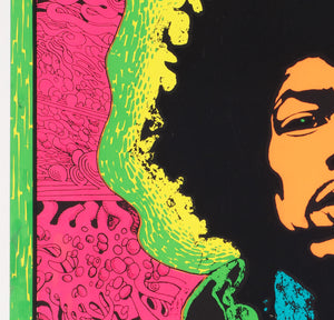 Jimi Hendrix 1960s Blacklight Poster, Joe Roberts Jr - detail