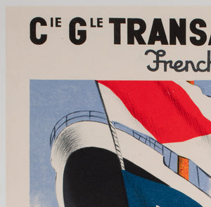 Liberte 1950 Cie Gle Transatlantique French Line Travel  Shipping Poster, Edouard Collin - details