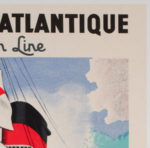 Liberte 1950 Cie Gle Transatlantique French Line Travel  Shipping Poster, Edouard Collin - details