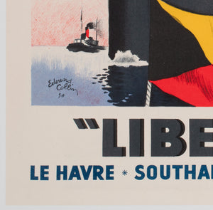 Liberte 1950 Cie Gle Transatlantique French Line Travel  Shipping Poster, Edouard Collin - details