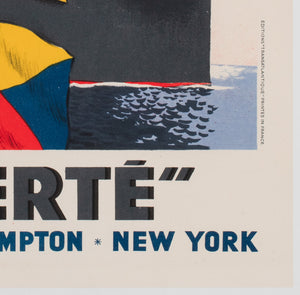 Liberte 1950 Cie Gle Transatlantique French Line Travel  Shipping Poster, Edouard Collin - details