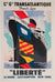 Liberte 1950 Cie Gle Transatlantique French Line Travel  Shipping Poster, Edouard Collin