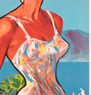 Montreux c1960s Travel Advertising Poster, Raymond Brenot - detail