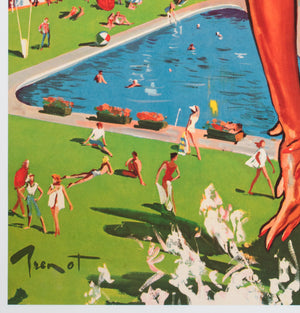 Montreux c1960s Travel Advertising Poster, Raymond Brenot - detail