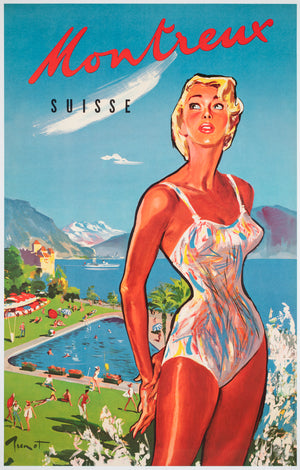 Montreux c1960s Travel Advertising Poster, Raymond Brenot