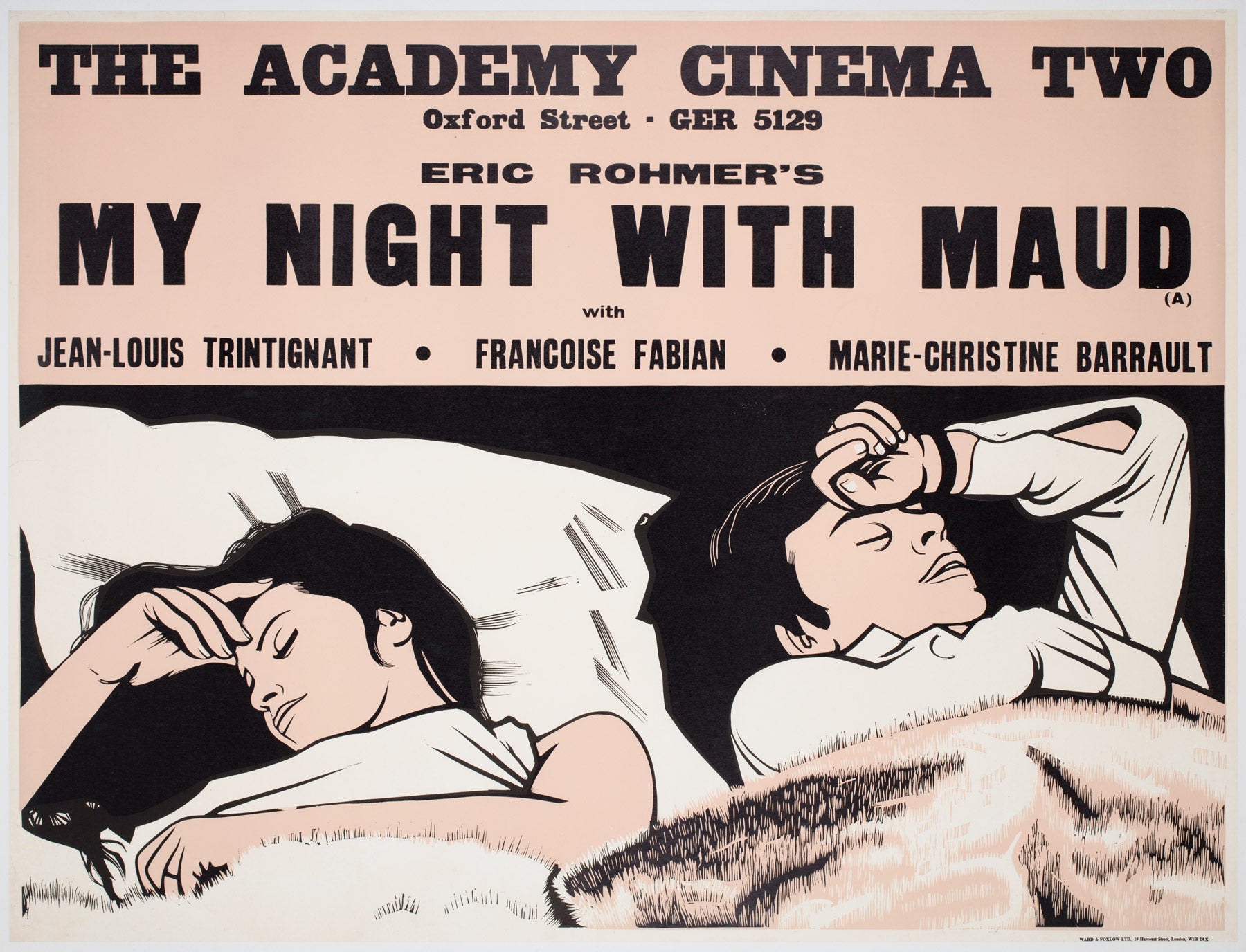 My Night With Maud 1971 Academy Cinema UK Quad Film Poster, Strausfeld