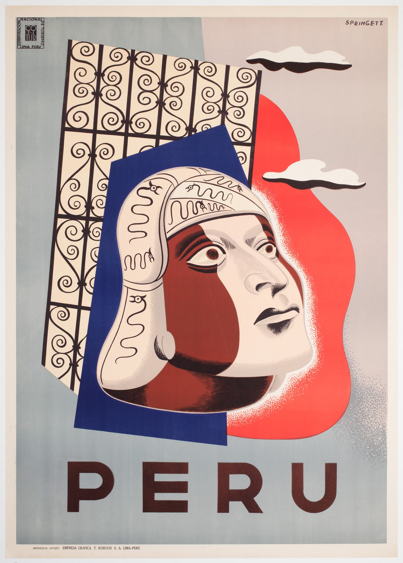 Peru c1950s Travel Advertising Poster, Sabino Springett