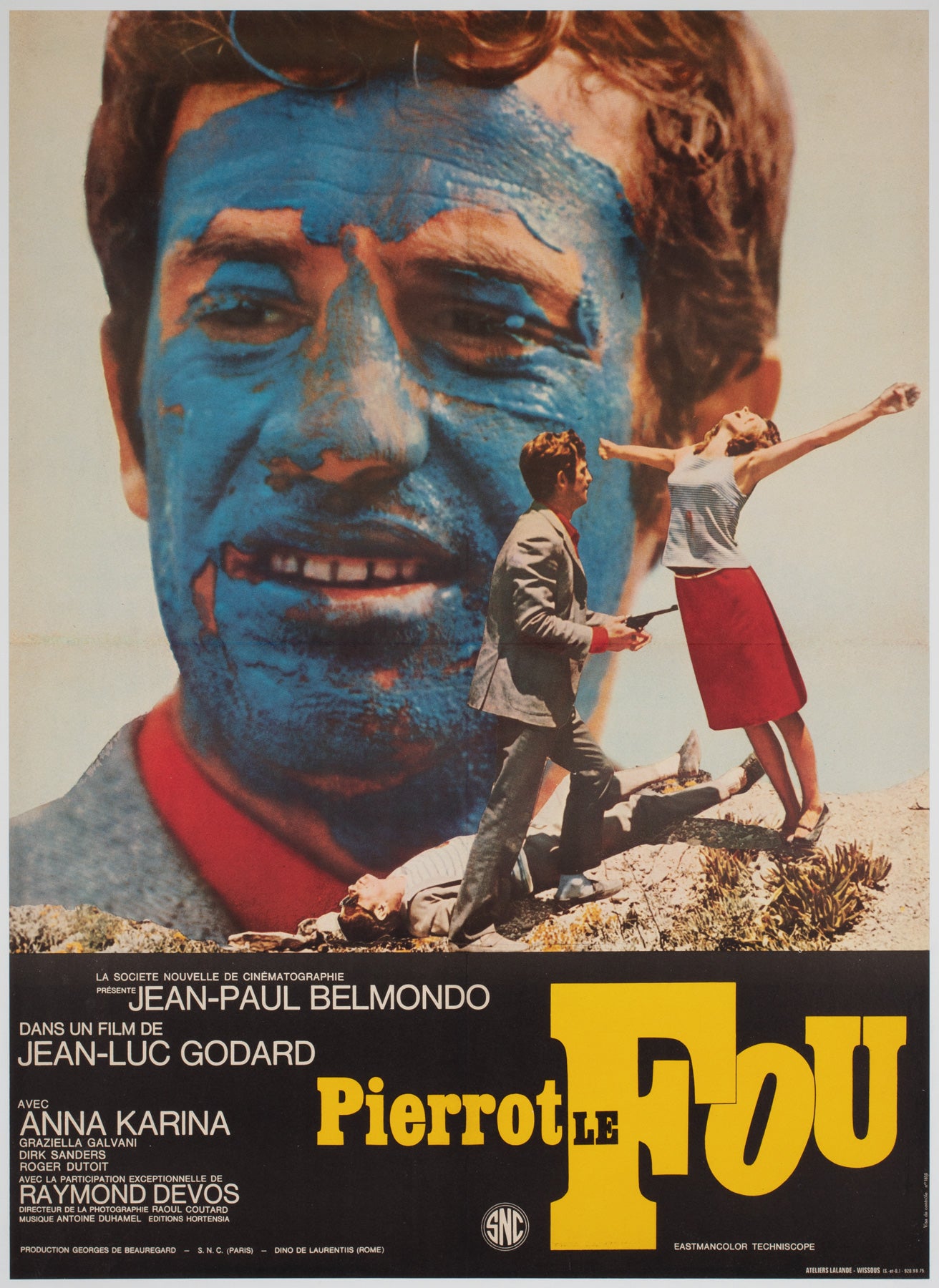 Pierrot le Fou 1965 French Moyenne Film Movie Poster 