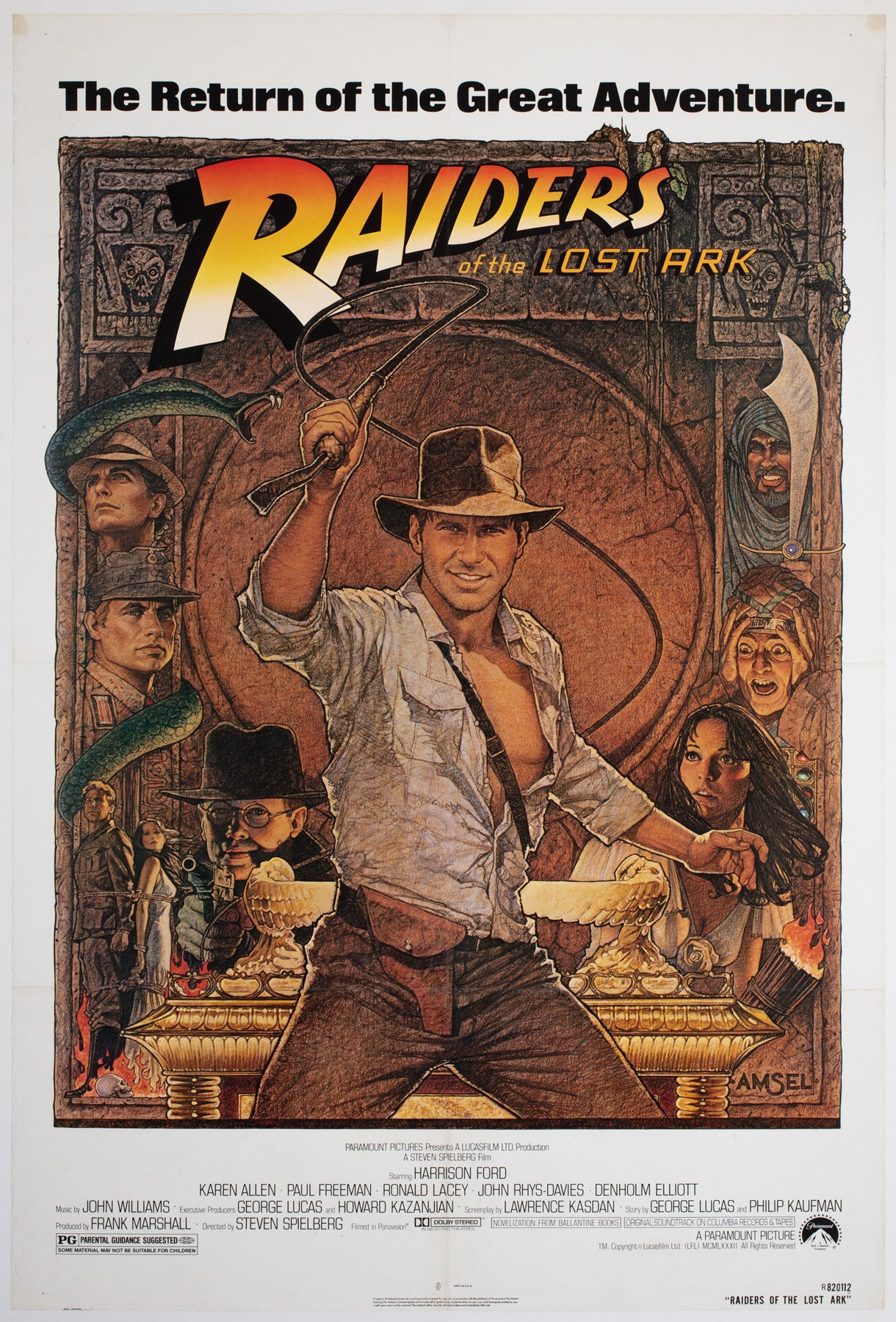 Raiders of the Lost Arc R1982 US 1 Sheet Film Movie Poster, Richard Amsel
