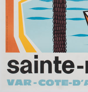 Sainte Maxime Cote d'Azur 1960s  French Travel Poster, Bernard Thonus - details