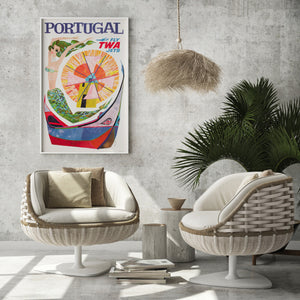 TWA Portugal c1960s Travel Advertising Poster, David Klein